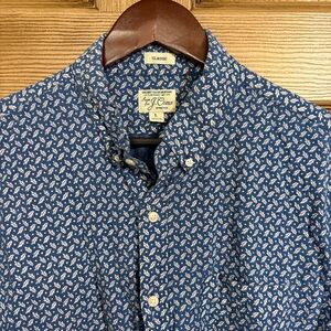 JCREW men’s blue print short sleeve button down size large